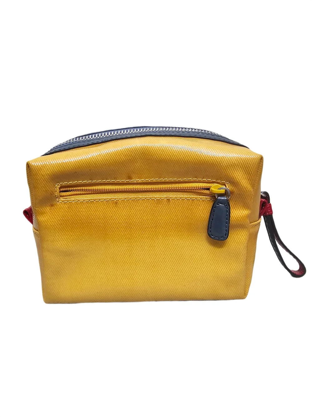 Brighton Yellow Cosmetic Bag Travel Pouch Leather Trim Zip Case Organizer